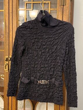 Frank Lyman Design Black Textured Turtleneck